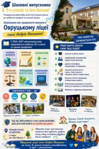 Овруцький ліцей імені Андрія Малишка відкриває набір до 10-х класів